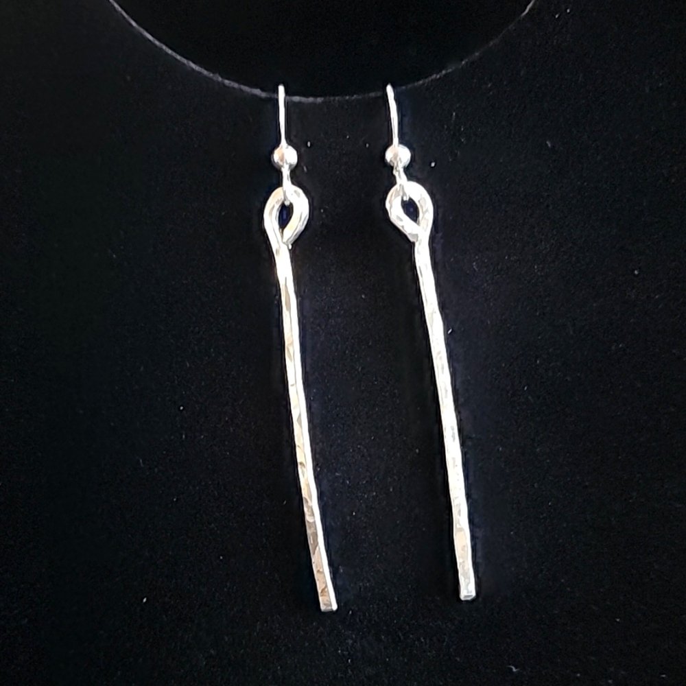 Handmade Sleek Sterling Silver Hand Hammered Earrings